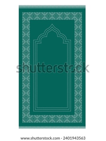 Muslim prayer rug with decorative elements. Islamic textile. Mats vector illustration.