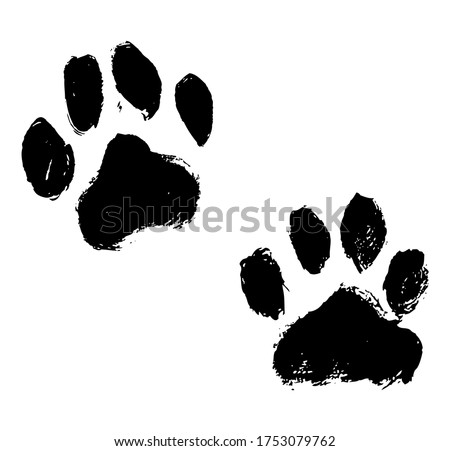 Ink Dog's Paw illustration, Cat`s Paw. Print Vector