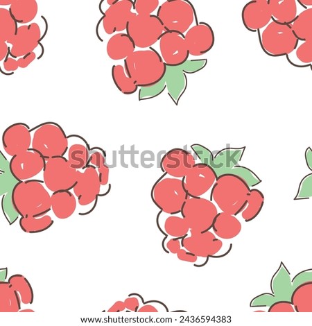 Hand Drawn Cute raspberry seamless pattern vector illustration