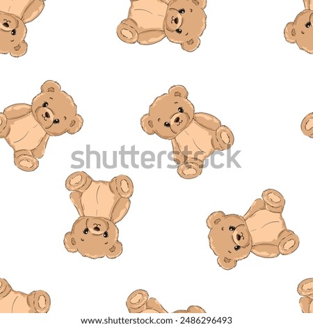 Cute Teddy Bear pattern seamless, vector illustration Hand Drawn Cute print design