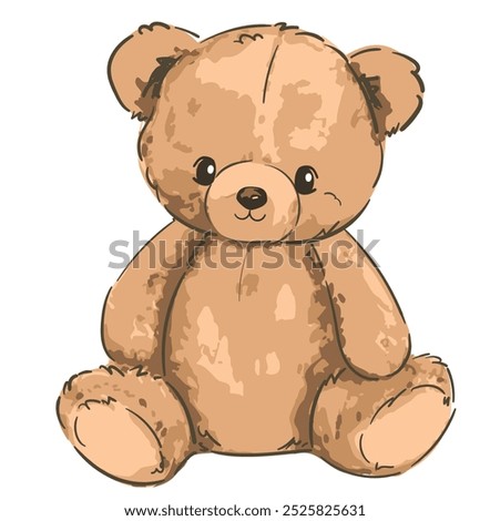 Cute teddy bear vector hand drawn illustration cute print design for kids 