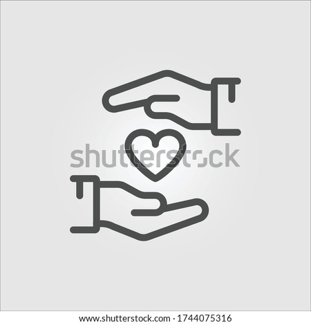 Loving hands around a heart isolated icon