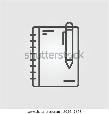 Isolated outline vector icon of a sketchbook with a pen Foto stock © 