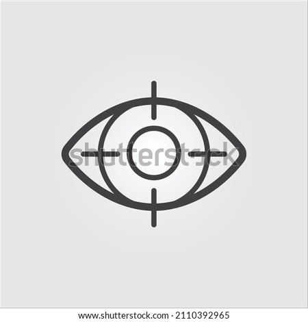 Isolated outline icon of a target on an eye representing eye tracking technology