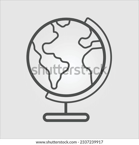 Isolated icon of a desktop earth globe showing the Americas with editable stroke