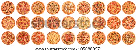 Image, Stock Photo Pizza vegetarian top view isolated on a purple background
