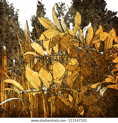 art leaves autumn background card in gold