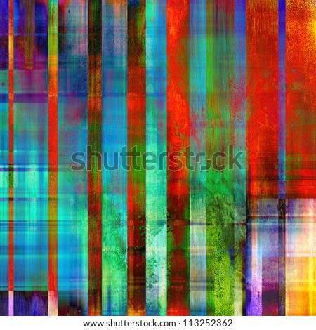art abstract rainbow striped pattern background with bright red, blue, violet and green lines and blots