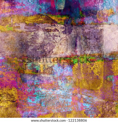 art abstract colorful grunge textured background with pink, violet, orange, blue and yellow blots