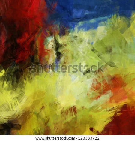 art rainbow abstract colorful pattern background with bright yellow, red, blue and black blots