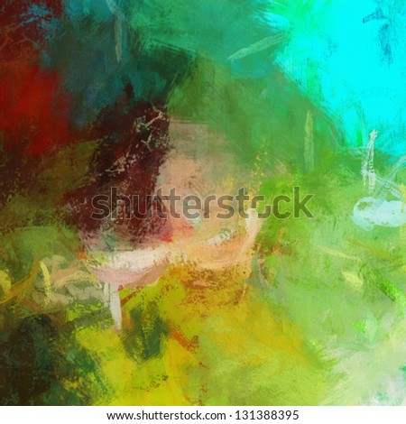 art abstract painted background in rainbow colors with bright green, yellow and red blots