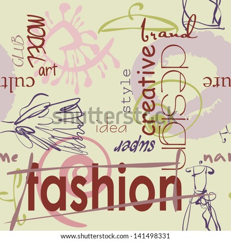 Art Vintage Word Pattern, Fashion Light Background Stock Vector ...