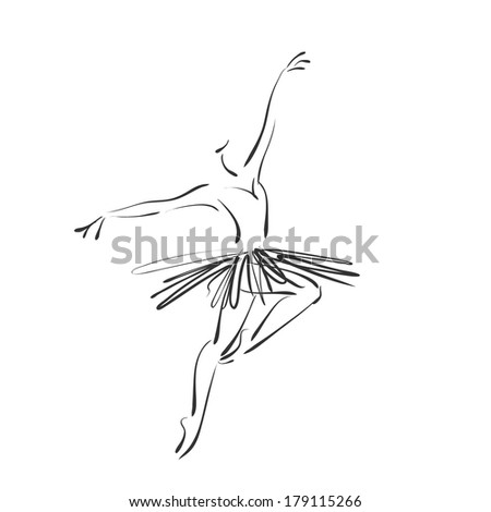 art sketched beautiful young ballerina in ballet pose. Vector version is also in my gallery.