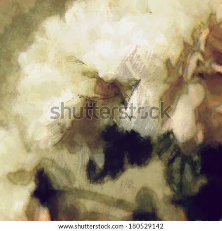 art floral vintage sepia blurred background with white asters