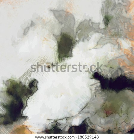 art floral vintage light sepia blurred background with white roses and peonies
