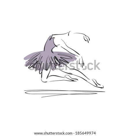 art sketched beautiful young ballerina with tutu in ballet pose on white background. Vector version is also in my gallery.