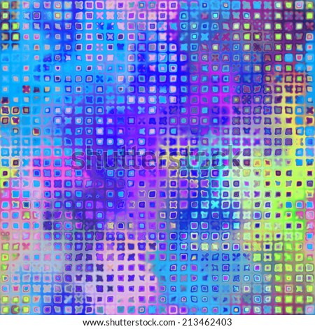 art abstract pixel geometric pattern background in pink, blue, yellow and violet colors
