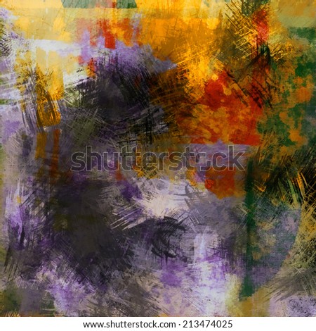 art abstract colorful acrylic and pencil background in violet, orange, red, black and green colors