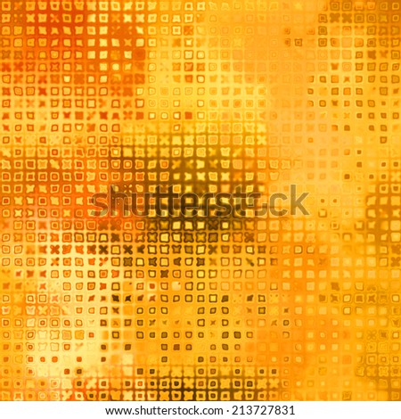 art abstract pixel geometric pattern background in gold, red and orange colors