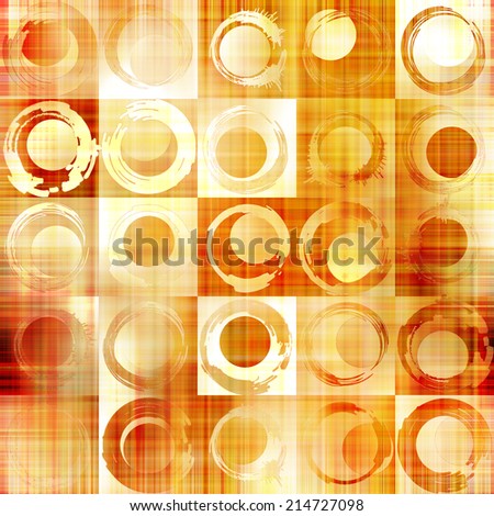 art abstract geometric textured colorful background with circles in gold, orange, white  and red colors