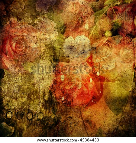 art floral grunge graphic background with roses for family holidays