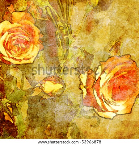 art roses grunge graphic background for family holidays