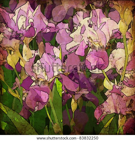 art grunge floral vintage background with gladiolus, for family holidays