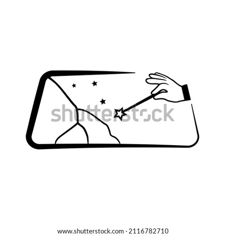 Car service vector logo. Isolated illustration on white background. Broken glass restoration. Logo blank. Crack in glass. Windshield. Glass wizard.
