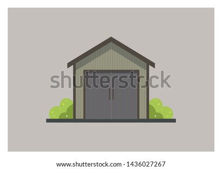 small wooden shed building simple illustration
