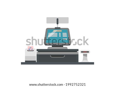 Cashier machine set. Simple flat illustration