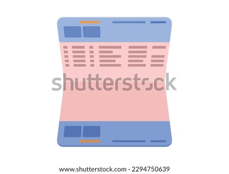 Opened saving book in perspective view. Simple flat illustration.
