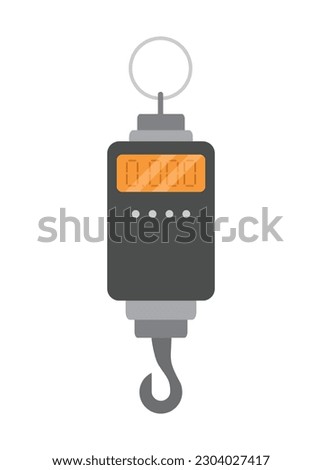 Digital hanging weight scale machine. Simple flat illustration.