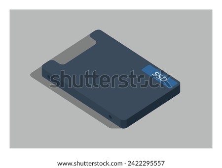 SSD card. Solid State Drive. Simple flat illustration in isometric view.