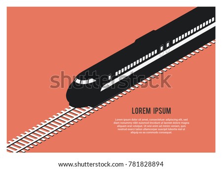 bullet train silhouette simple isometric illustration