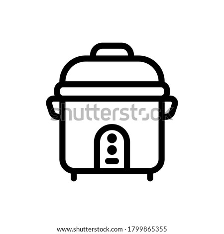 Rice Cooker (Kitchen Equipment) icon outline vector. isolated on white background