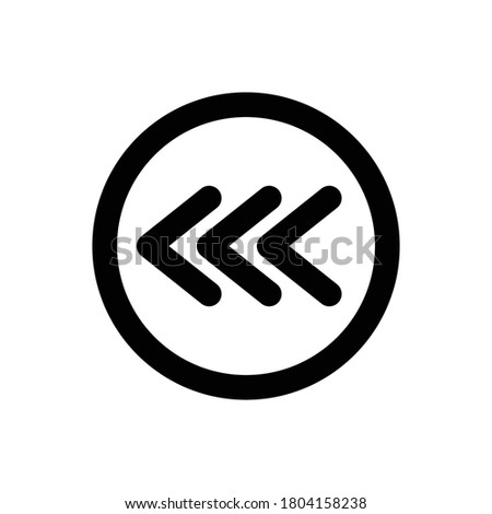 Fast Backward (Arrows) icon outline vector. isolated on white background