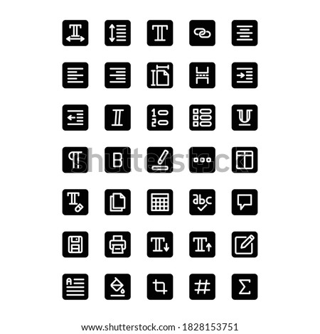 Simple glyph set icon associated with Text Editor on white background