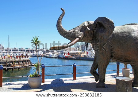CAPE TOWN, SOUTH AFRICA- DEC 25, 2013: Elephant Statue in Cape Town, South Africa. Cape town is the most popular African city for tourists.