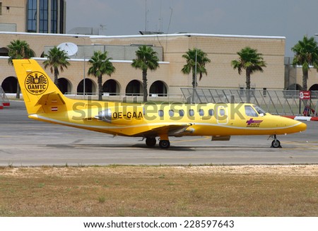 Luqa, Malta May 28, 2005: Tyrol Air Ambulance (OAMTC) Cessna 560 Citation V in apron 9.