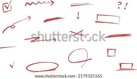 mark line sign arrow red pencil brush sketch drawn stroke