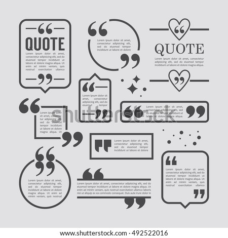 Modern block quote and pull quote line frame design elements. Creative quote text template