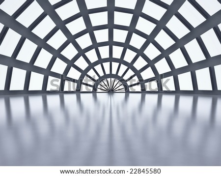 View from inside of dome with multiples windows. For other similar images from the series, please, check my portfolio.