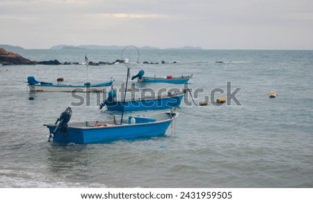 Similar – Image, Stock Photo Boat floating in calm sea water