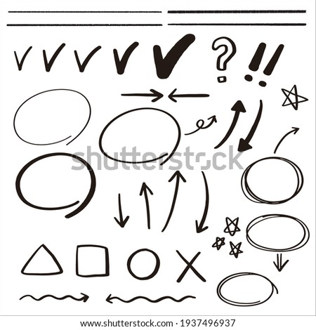 
Hand drawn exclamation mark question mark check mark asterisk arrow