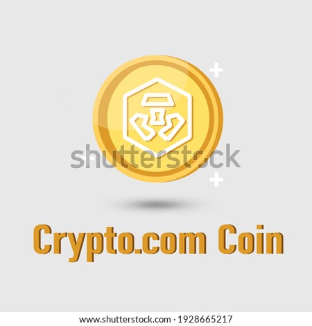Crypto.com Coin (CRO) cryptocurrency icon. Gold Crypto.com coin cryptocurrency. Illustration for logo adaptation design web site mobile app, EPS10.