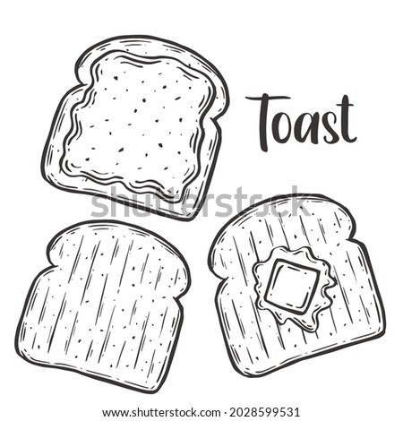 Vector of Toast hand drawn sketch style. Drawing element design. Used for menu, poster, banner, label, logo or printed t-shirts, etc.
