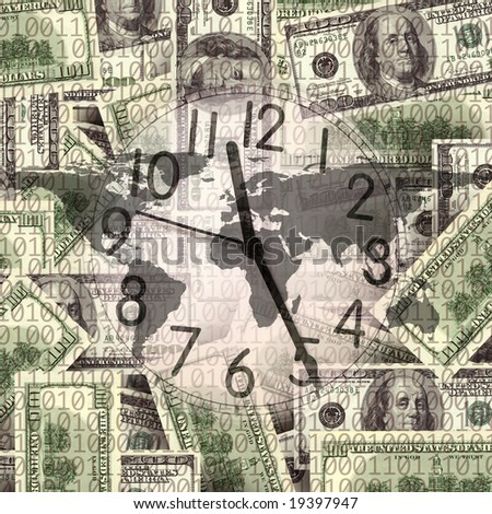 close up shot of  clock and money