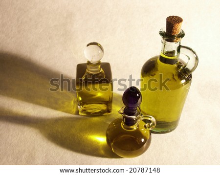 close up shot of olive oil bottles