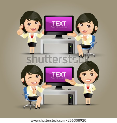 People Set - Business - Businesswoman at computer. B