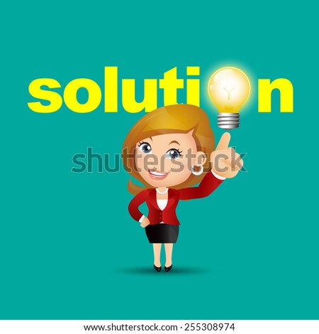 People Set - Business - Businesswoman pointing solution symbol
